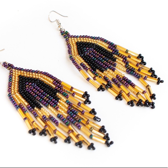 Huichol Party Fringe Earrings - Picture 2 of 6